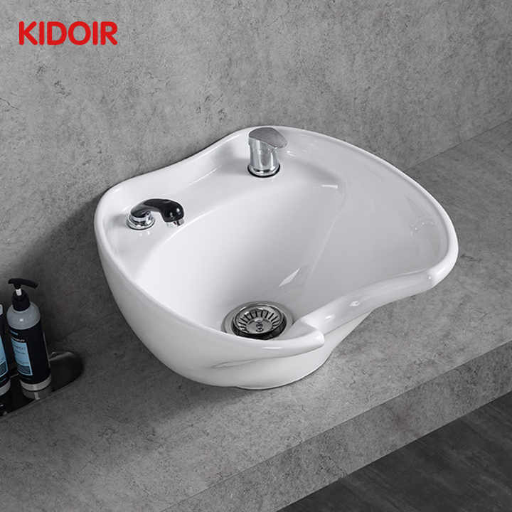 Bồn rửa mặt gội đầu Kidoir cho tiệm làm tóc Chậu rửa mặt Chậu rửa mặt bán buôn Gốm sứ để bán Đồ nội thất salon màu trắng - Daisan Store
