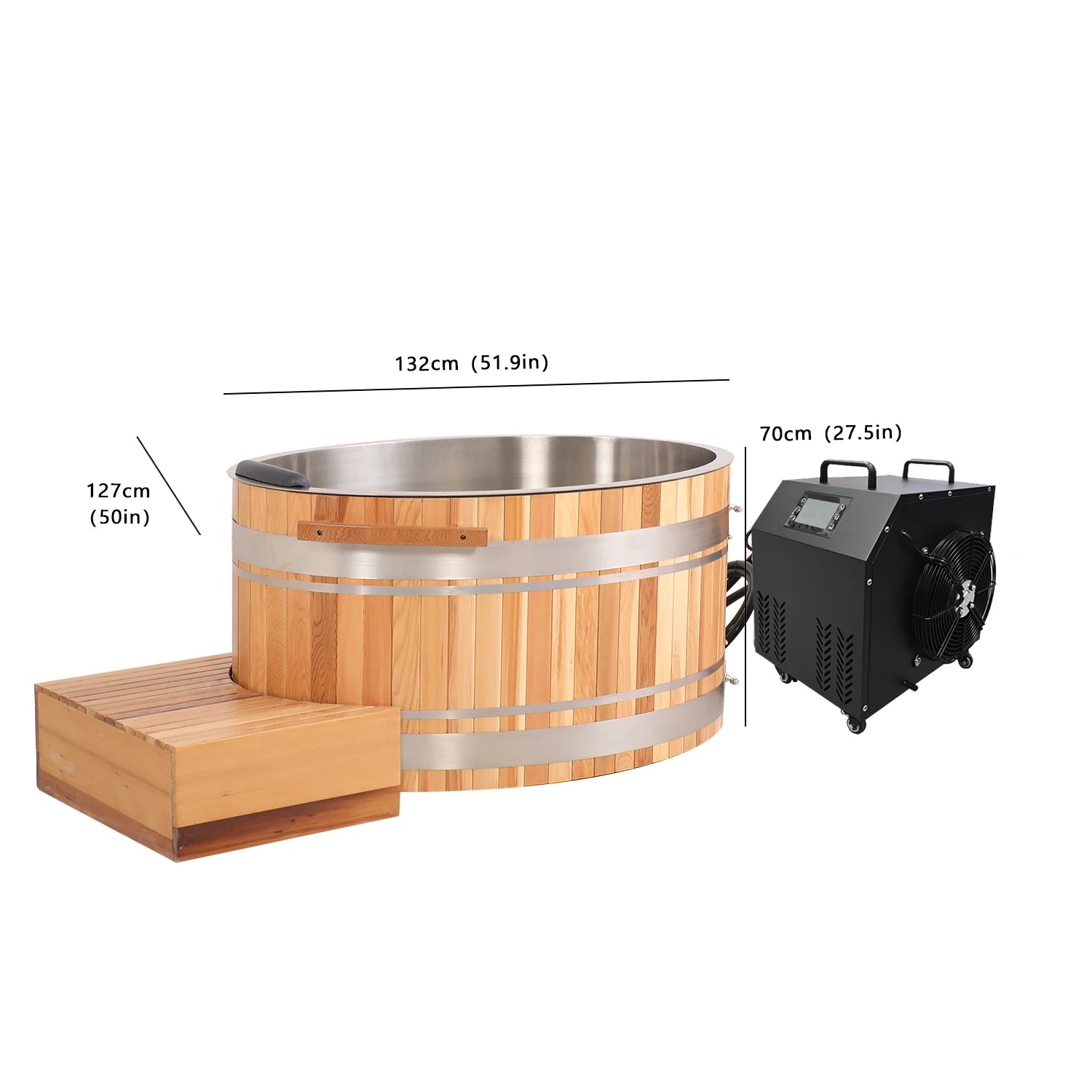 Bồn Tắm Lạnh Gỗ Cedar Đỏ Giải Nhiệt Vỏ Cách Nhiệt Đen - Daisan Store