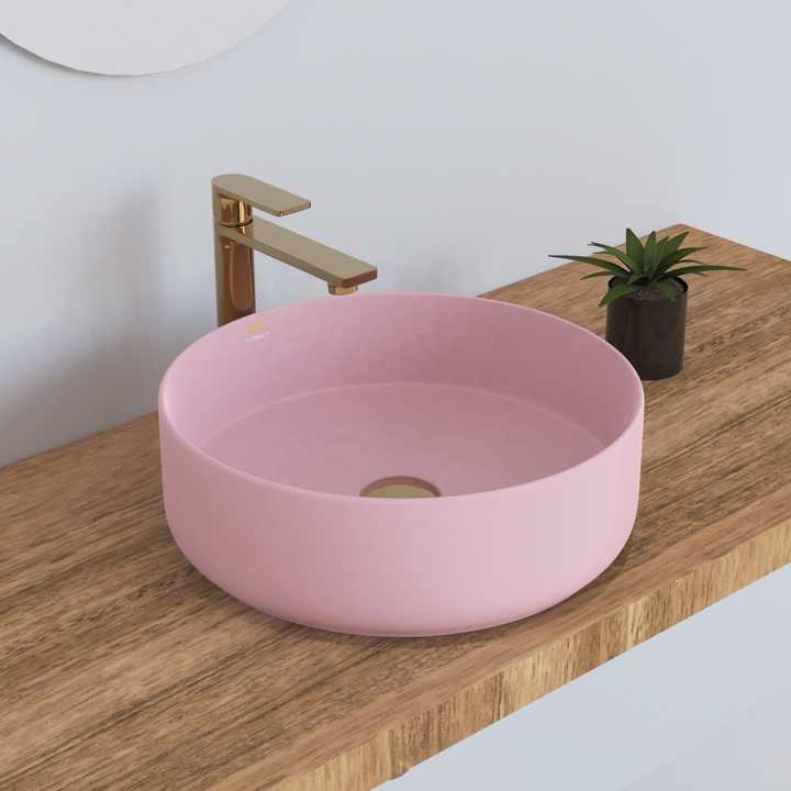Chậu rửa bằng gốm màu hồng mờ, chậu rửa mặt, tủ lavabo, chậu rửa mặt cho tủ - Daisan Store
