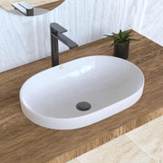 Chậu rửa mặt hình bầu dục bằng gốm sứ đặt trong quầy phòng tắm - Daisan Store