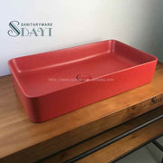 Chậu rửa mặt hình chữ nhật SDAYI màu đỏ mờ nhiều màu sắc có lỗ thoát nước bật lên Chậu rửa lavabo Chậu rửa mặt - Daisan Store