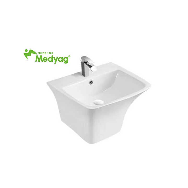 Chậu rửa tay treo tường bằng gốm Medyag, chậu rửa mặt vuông, đồ dùng vệ sinh phòng tắm, chậu rửa nghệ thuật - Daisan Store