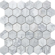 Đá cẩm thạch trắng Bianco Carrara hình lục giác khảm đá cẩm thạch - Daisan Store