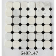 Đá Mosaic cắt góc trắng sữa và đen G48P147 - Daisan Store