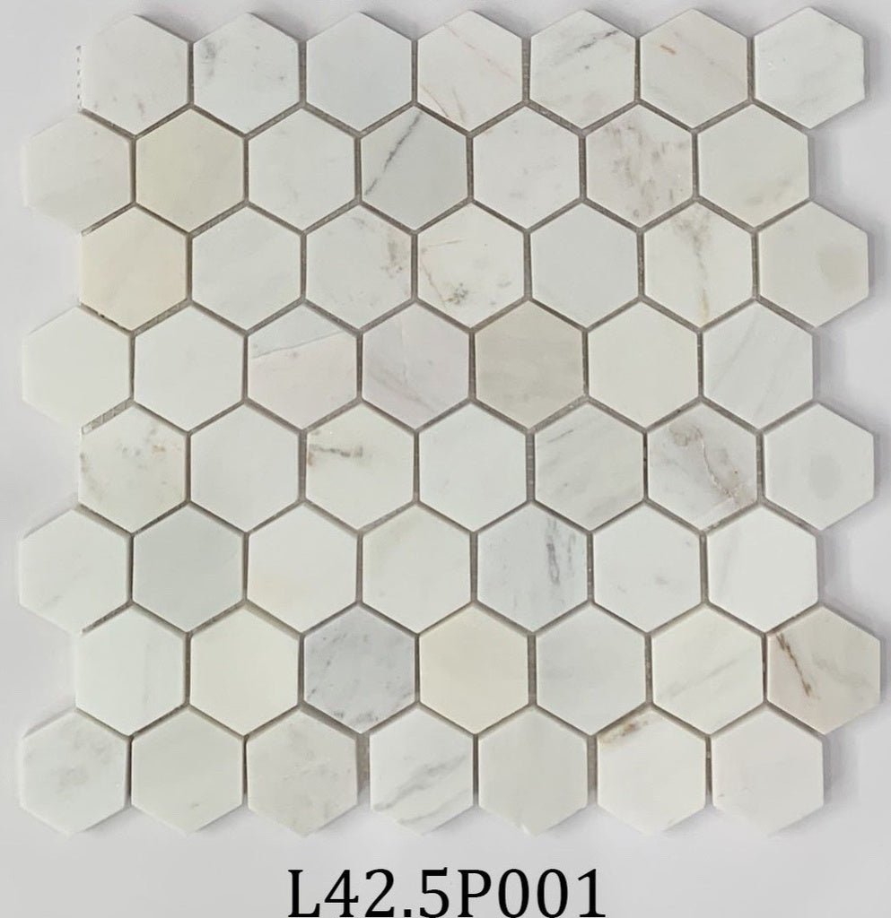 Đá Mosaic trắng sữa chip lục giác bóng L42.5P001 - Daisan Store