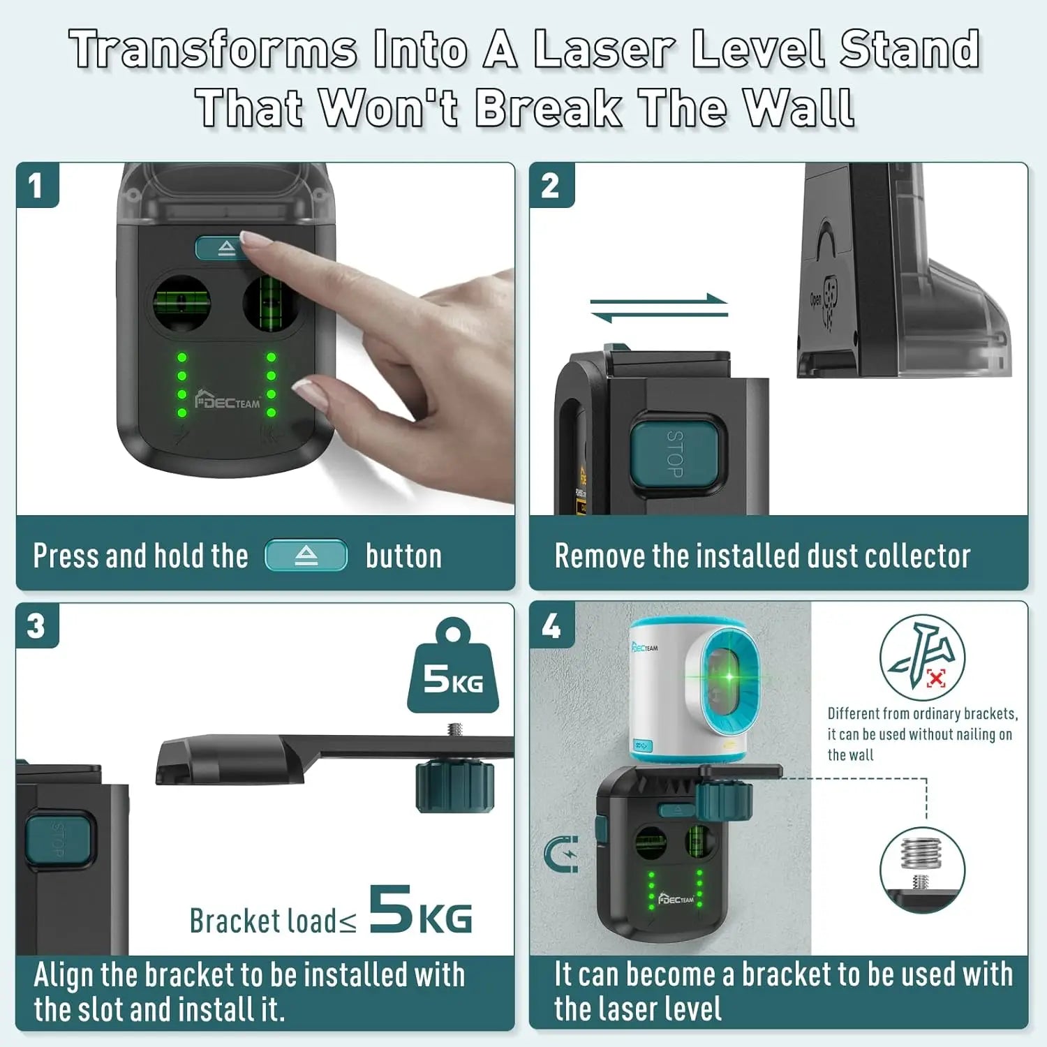 Decteam Hút Bụi Máy Laser Level Với Dọc Và Giá Treo Tường - Daisan Store