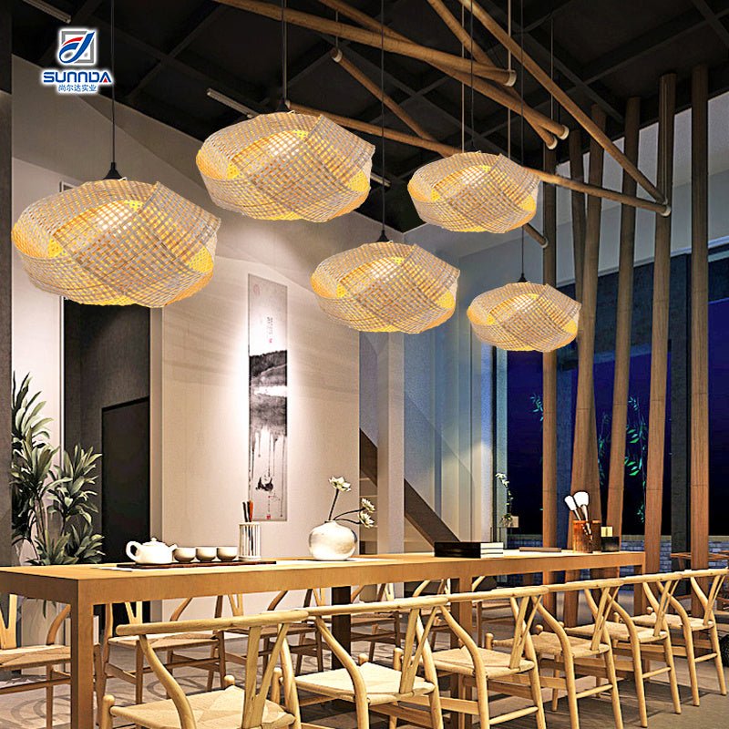 Đèn Thả Trần Thủ Công Phong Cách Vintage Chụp Tre Mây Tự Nhiên Đan Trang Trí Dành Cho Khách Sạn, Căn Hộ, Nhà Ở - Daisan Store