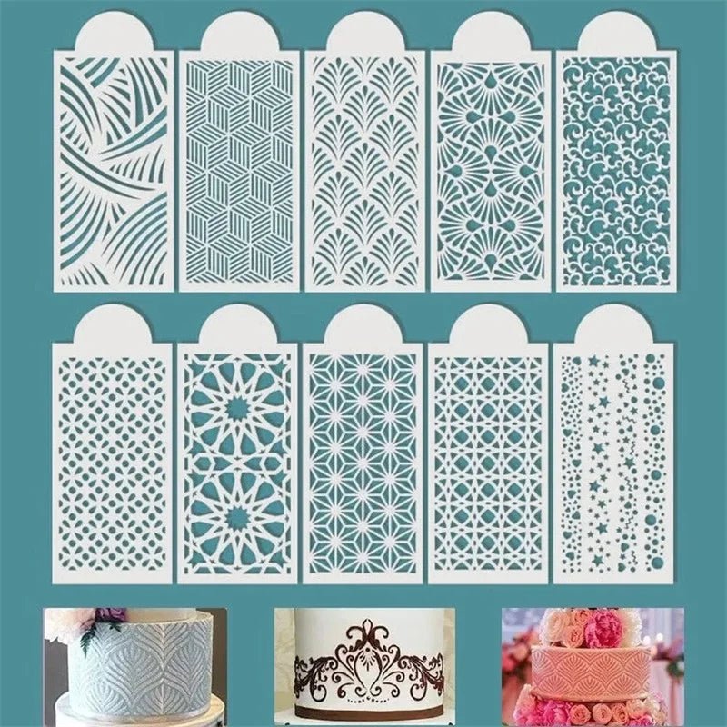 Fondant Cake Mesh Stamps Stencils Embossing for Decorating Tool Plastic Spray Mold Cake Lace Border Painting Wedding Party Decor - Daisan Store