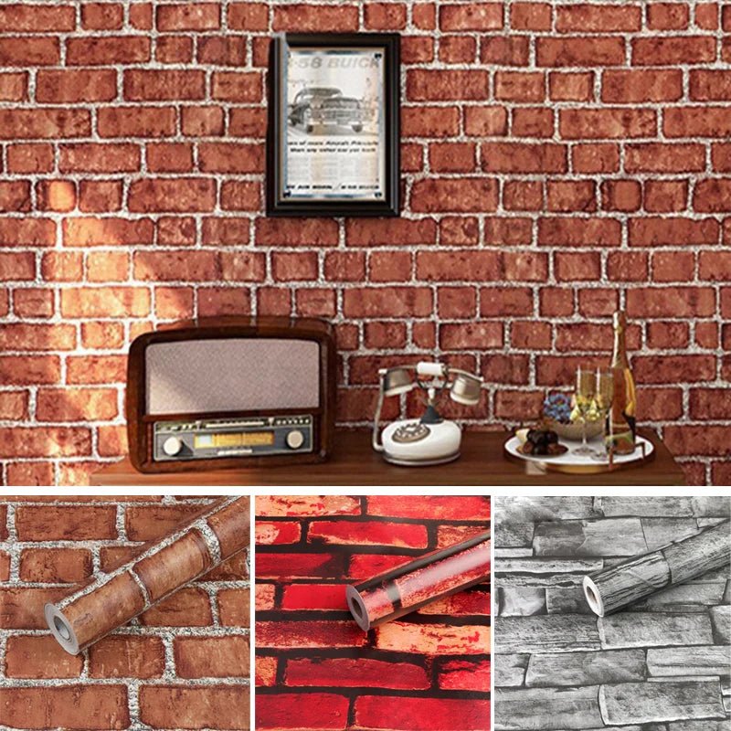 Gạch Dán Tường PVC Chống Dầu Nước Đỏ Nâu Retro - Daisan Store
