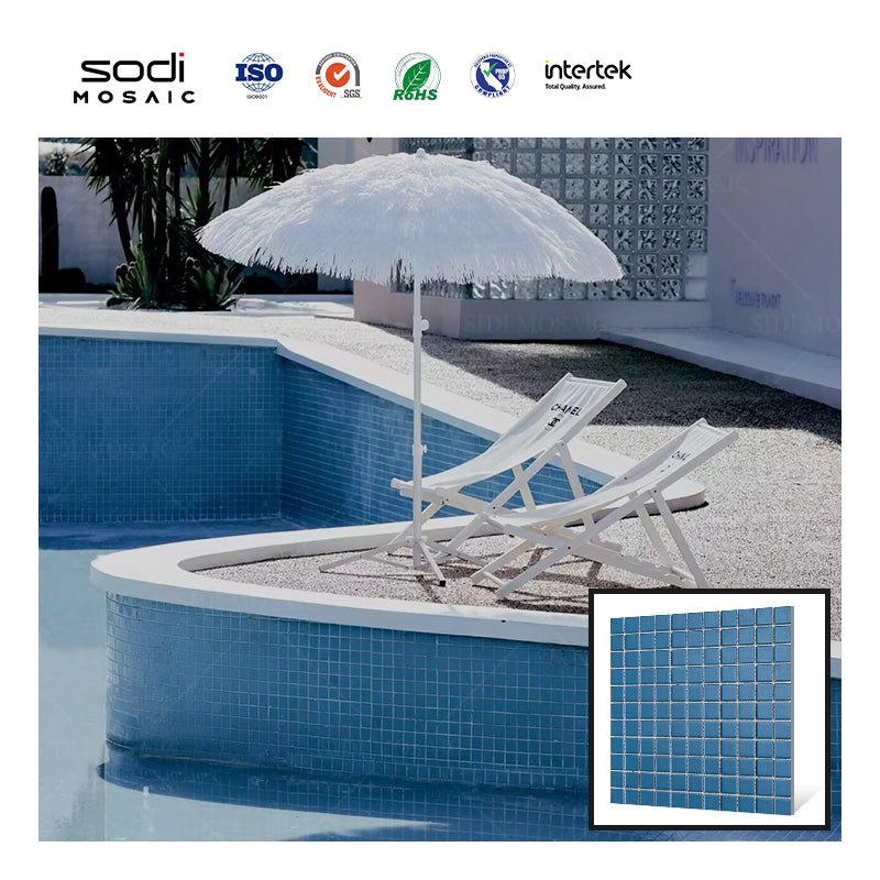 Gạch Khảm Men Xanh Dương Đại Dương Trang Trí Bếp, Phòng Tắm, Hồ Bơi Khách Sạn - Daisan Store