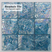 Gạch khảm thủy tinh hồ bơi mặt gợn sóng Bluwhale 97x97mm màu xanh óng ánh - Daisan Store