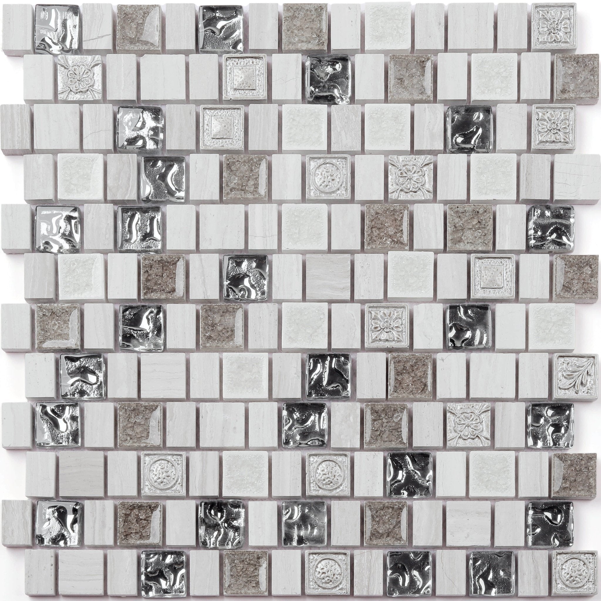Gạch khảm thủy tinh pha pha lê & nhựa mài bóng 15/23x23x8mm phổ biến - Daisan Store