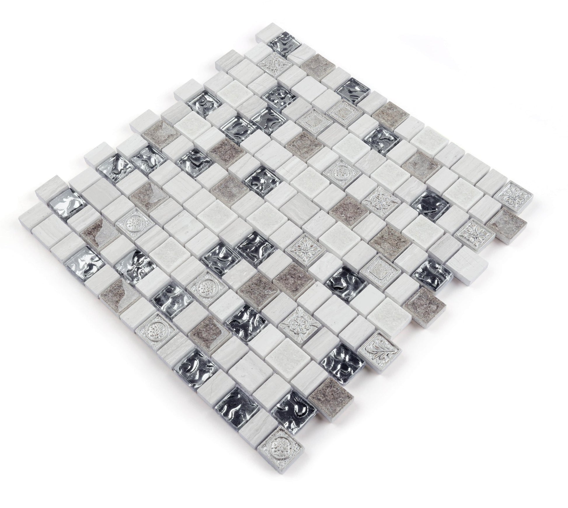 Gạch khảm thủy tinh pha pha lê & nhựa mài bóng 15/23x23x8mm phổ biến - Daisan Store