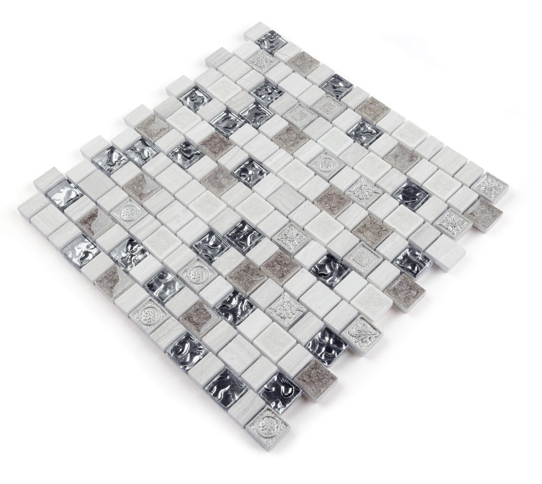 Gạch khảm thủy tinh pha pha lê & nhựa mài bóng 15/23x23x8mm phổ biến - Daisan Store
