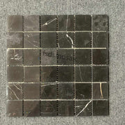 Gạch khảm vuông Nero Marquina Black Marble Maze hiện đại, đá tự nhiên mài bóng, dùng cho tường nội thất, sàn gỗ đánh bóng - Daisan Store
