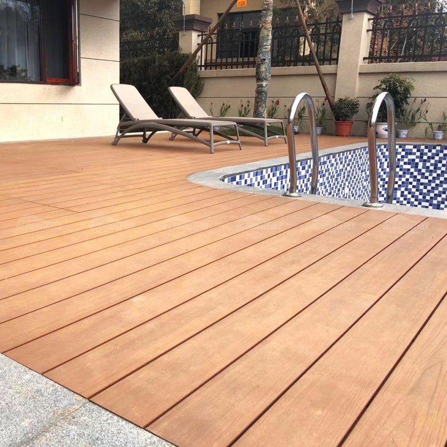 Gạch lát sàn gỗ nhựa composite chống trơn, thân thiện với người đi chân trần, dùng ngoài trời cho bể bơi - Daisan Store