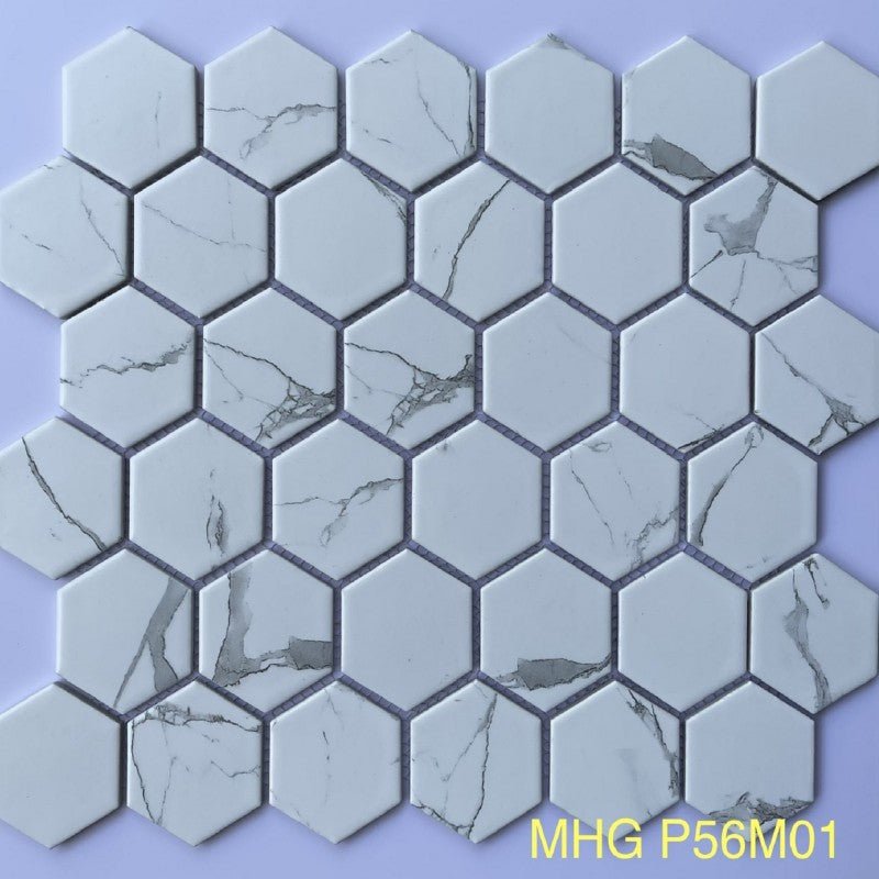 Gạch Lục Giác Màu Trắng Vân Mây MHG P56M01 - Daisan Store