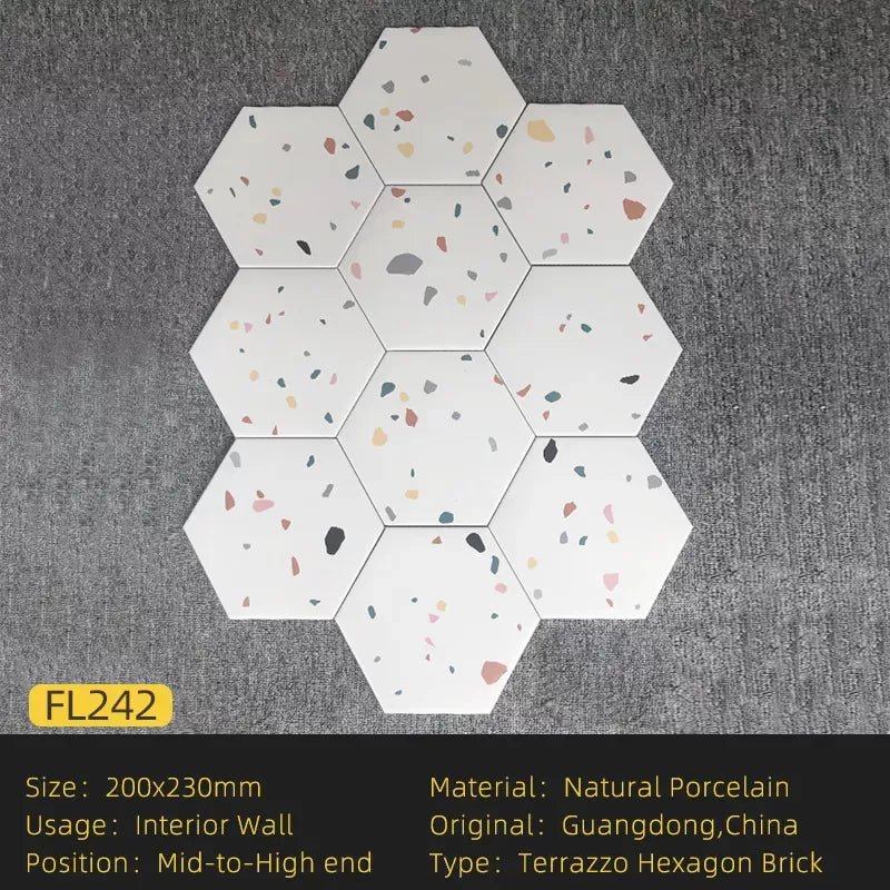 Gạch lục giác Terrazzo trắng 200x230x115mm FL242S - Daisan Store