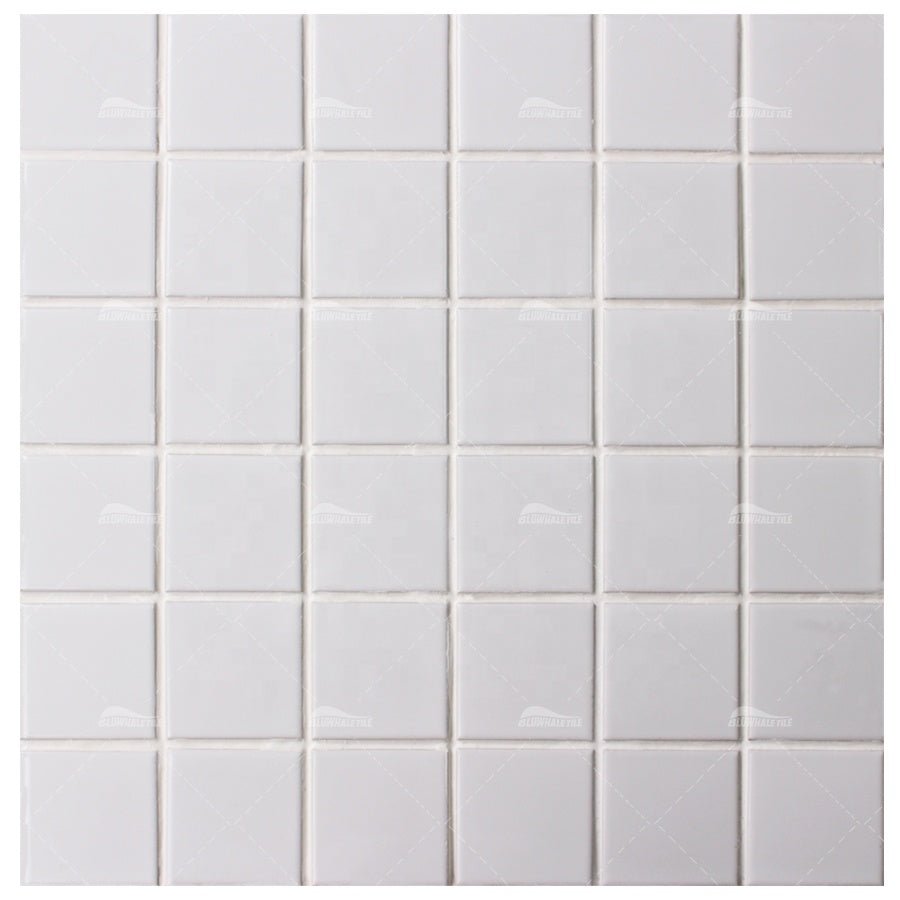 Gạch men sứ ốp lát bể bơi hình vuông màu hồng trắng xanh pha trộn bóng mờ giá rẻ 2x2 - Daisan Store