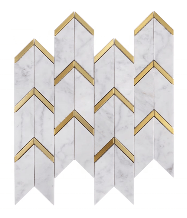 Gạch mosaic đá cẩm thạch tia nước hình mũi tên bằng đá tự nhiên kết hợp đá cẩm thạch không gỉ cho khách sạn Villa Club Trung tâm mua sắm - Daisan Store