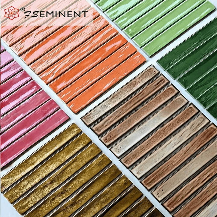 Gạch mosaic gốm dạng sóng dài màu kẹo Bắc Âu được sử dụng cho tường nội thất - Daisan Store