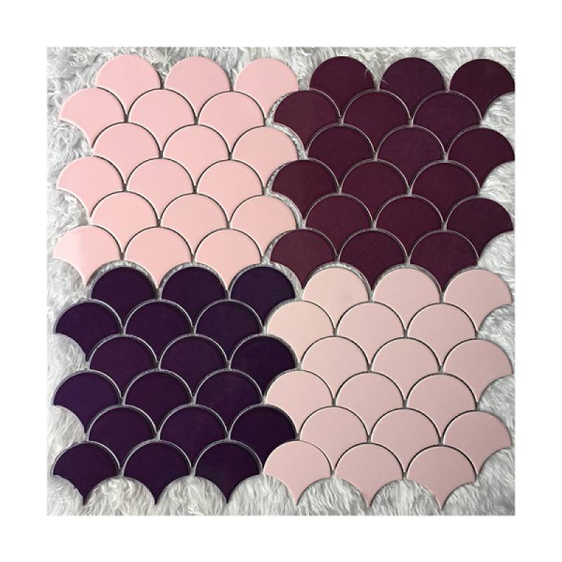 Gạch mosaic gốm hình vảy cá 300x300mm màu tím - Daisan Store