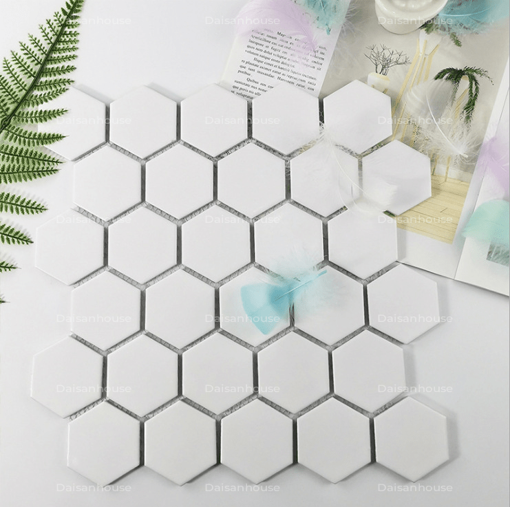Gạch Mosaic Gốm Lục Giác Trắng Mờ MGTT019 - Daisan Store