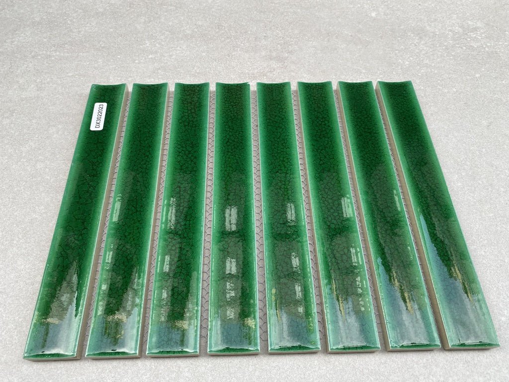 Gạch Mosaic gốm men rạn xanh lá chip 30x220mm DX3022024 - Daisan Store