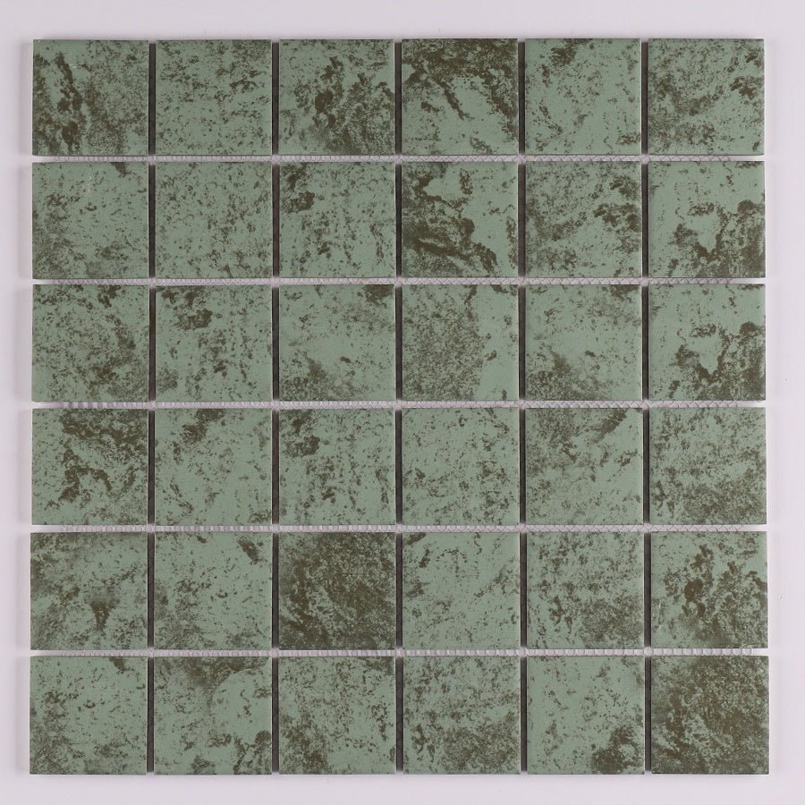 Gạch Mosaic Gốm Sứ Hình Vuông Bluwhale 48x48mm, Mặt Đá Marble Tự Nhiên, Màu Xanh Bali - Daisan Store