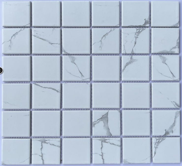 Gạch Mosaic gốm trắng vân mây 48x48mm MHG P48M01 - Daisan Store