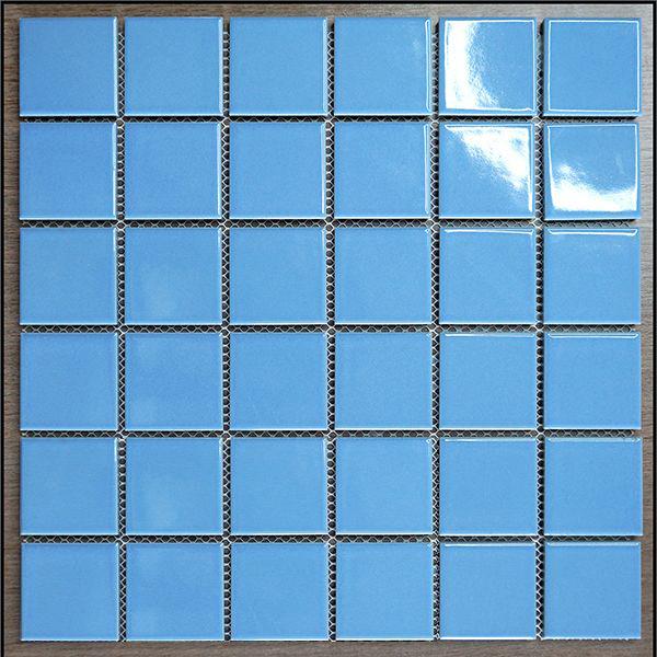 Gạch Mosaic gốm xanh da trời nhạt men bóng chip KT 48x48mm mã 3478 - Daisan Store