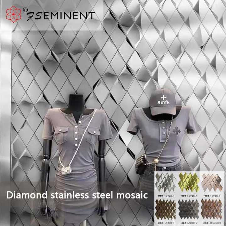Gạch mosaic kim loại hình thoi thiết kế hiện đại cho tường nội thất, sàn hồ bơi, phòng tắm, nhà bếp cho biệt thự - Daisan Store