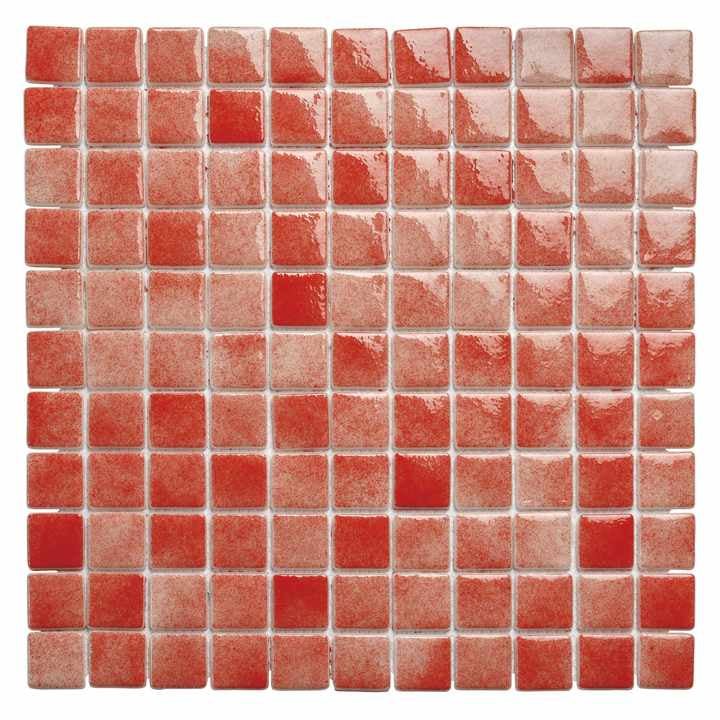 Gạch mosaic thủy tinh vuông dày 4mm màu đỏ vàng sang trọng hiện đại cho hồ bơi biệt thự nhà ốp tường sàn - Daisan Store