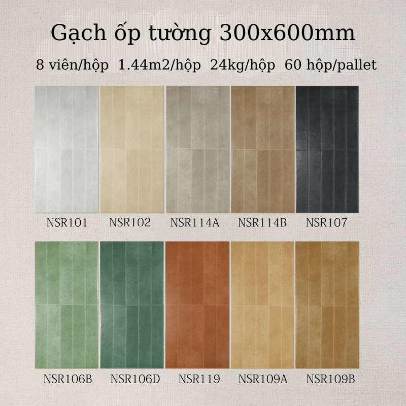 Gạch ốp tường giả thẻ 30x60cm men matt mã NSR109B - Daisan Store