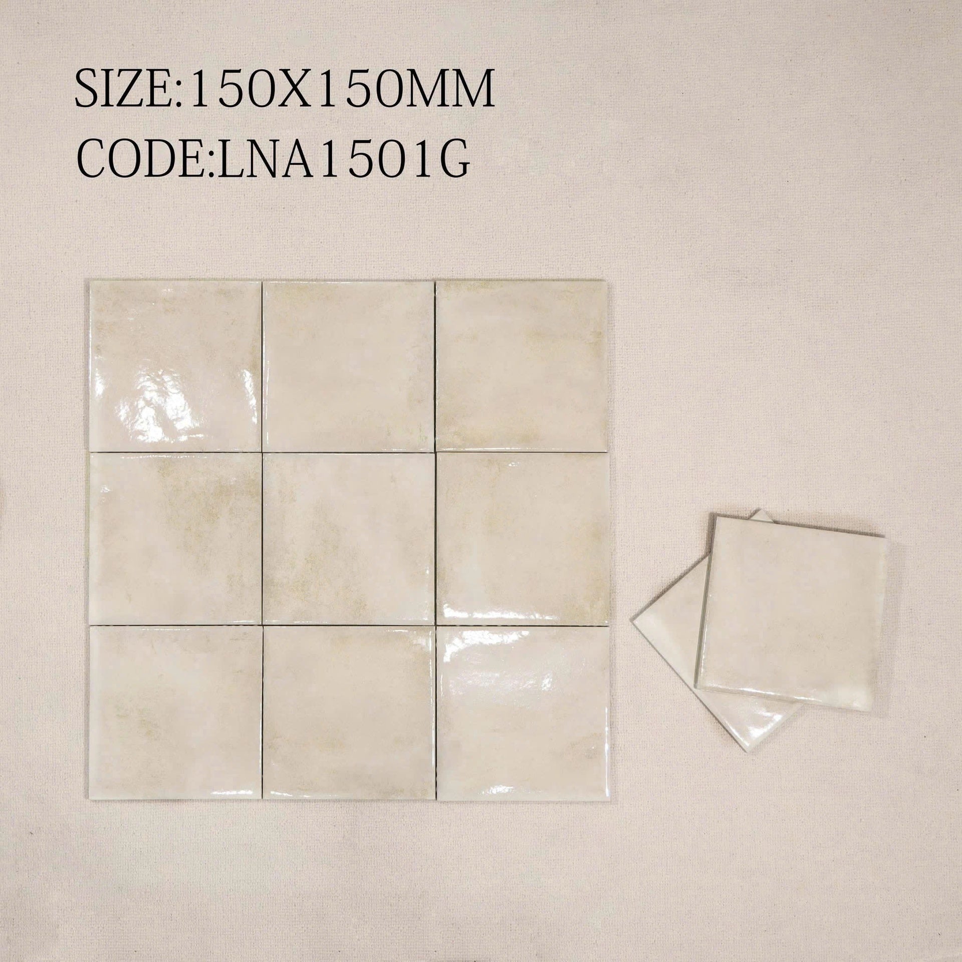 Gạch thẻ be men bóng LAN 1501G KT 150x150mm (1h/1m/44v/17.5kg) - Daisan Store