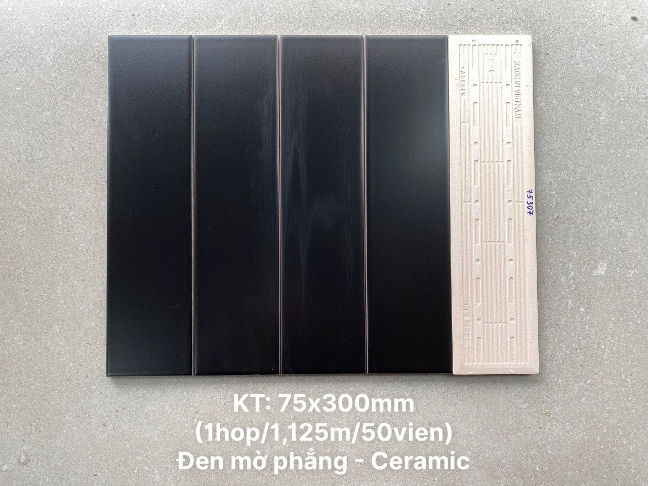 Gạch thẻ màu đen men mờ 75x300mm loại 1 mã STA75307M - Daisan Store