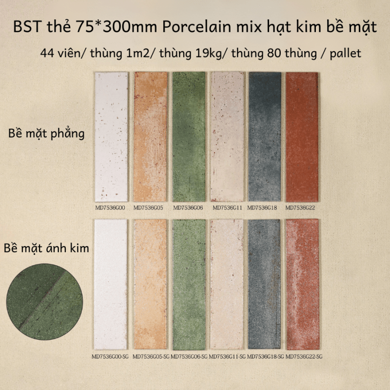 Gạch thẻ nhập khẩu KT 75x300mm men Sugar MD7536G11 - Daisan Store