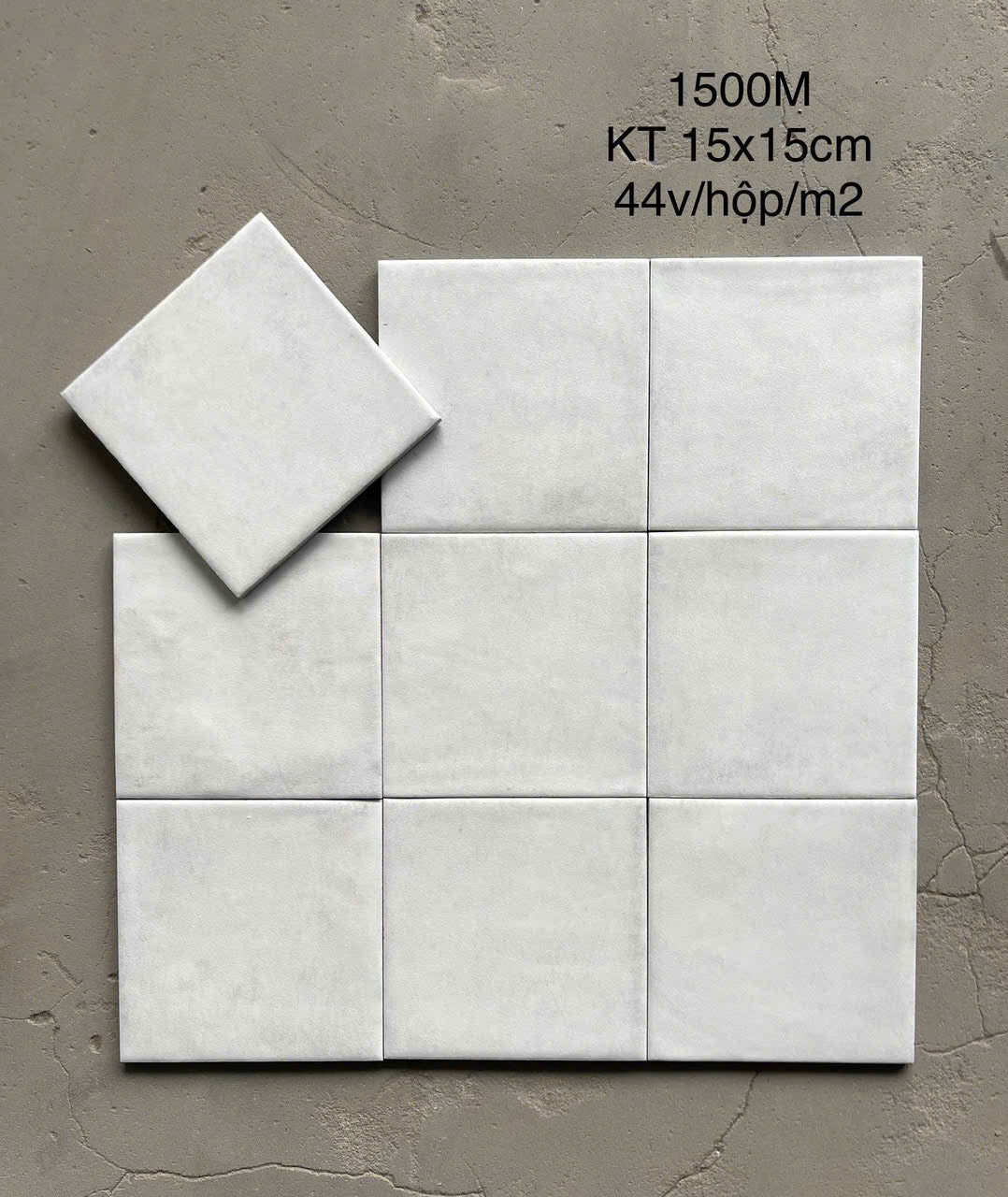 Gạch thẻ trắng men mờ KT 150x150mm (1h/1m/44v/17.5kg) 1500M - Daisan Store