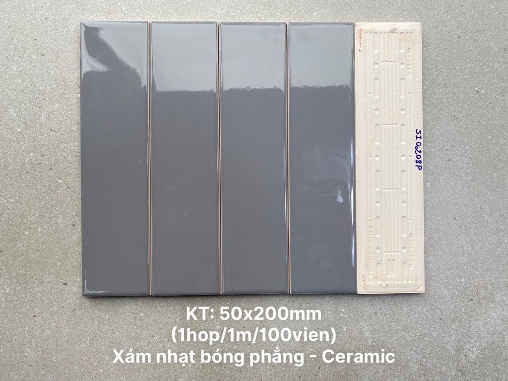 Gạch thẻ xám nhạt bóng phẳng KT 50x200mm SI0208P - Daisan Store