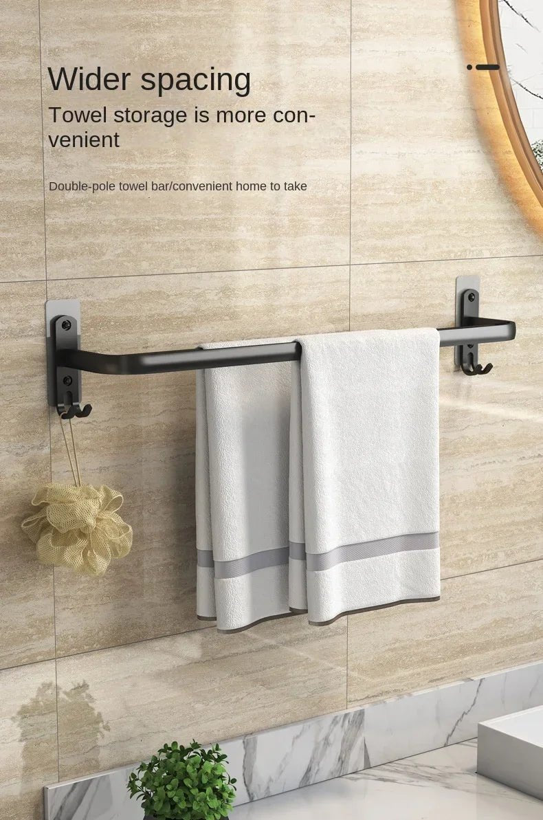 Giá Treo Khăn Dán Tường Nhôm Đen Gập Gọn 40 - 60CM - Daisan Store
