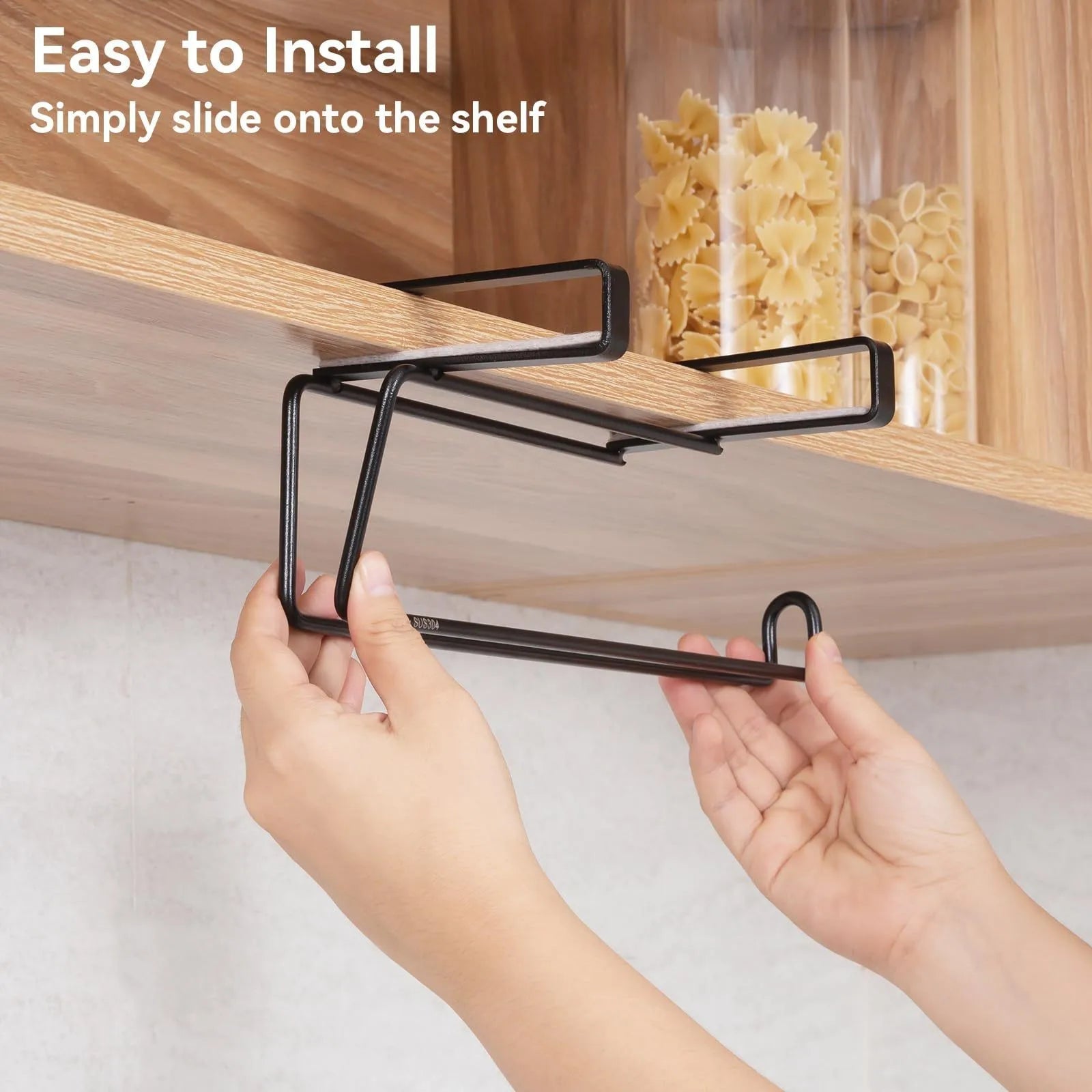 Giá Treo Khăn Giấy Tủ Bếp Đen Không Cần Khoan Lắp - Daisan Store