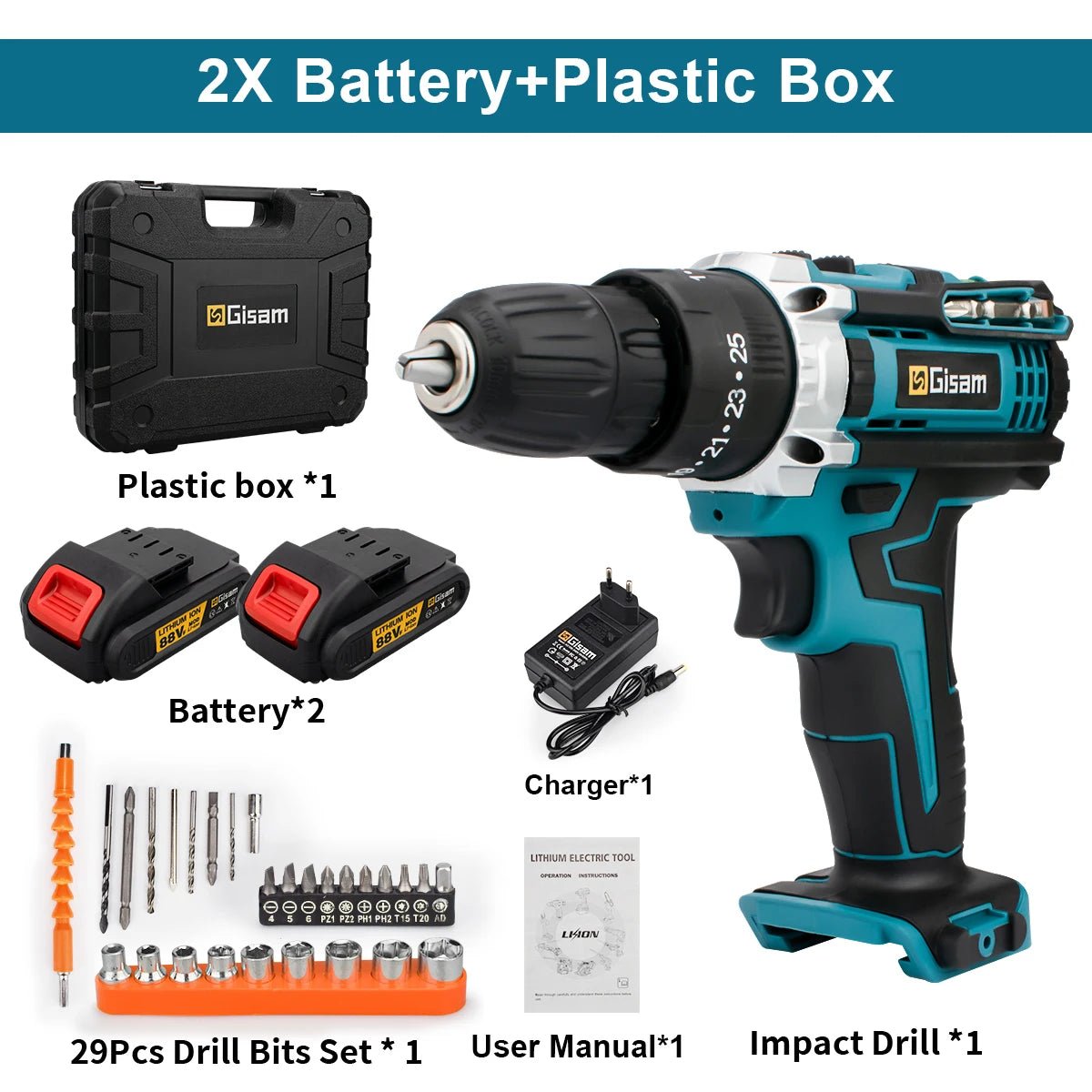 Gisam Máy Khoan Không Dây Pin Li Ion 28NM Cam Tay Tiện Dụng - Daisan Store