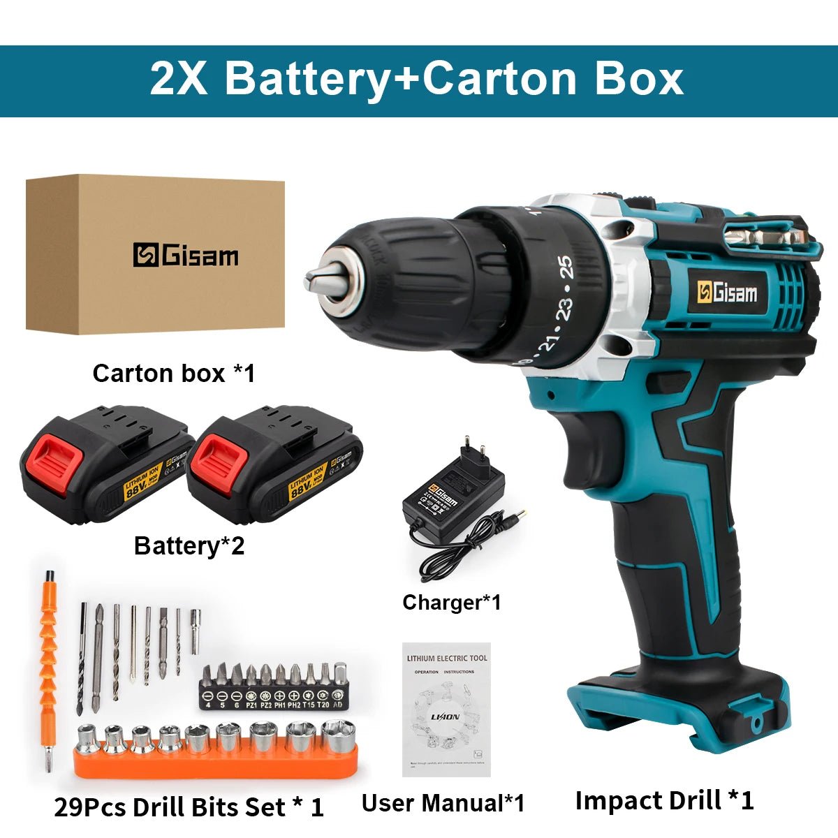 Gisam Máy Khoan Không Dây Pin Li Ion 28NM Cam Tay Tiện Dụng - Daisan Store