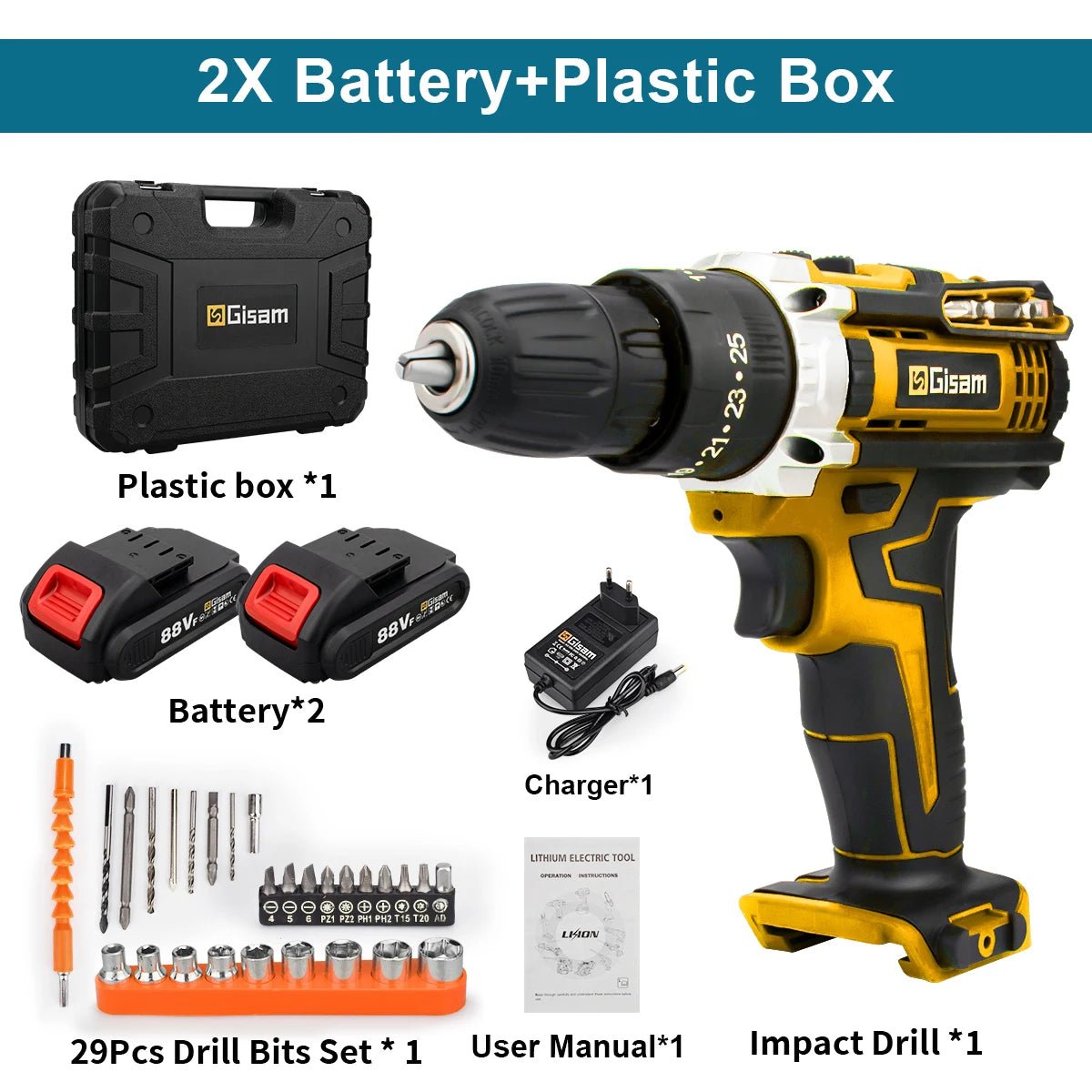 Gisam Máy Khoan Không Dây Pin Li Ion 28NM Cam Tay Tiện Dụng - Daisan Store