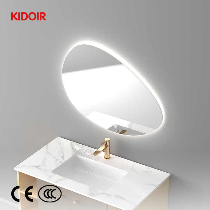 Gương phòng tắm thông minh Kidoir Factory, gương cảm ứng nhôm ba bóng, hình bầu dục, có đèn chiếu sáng, khách sạn - Daisan Store