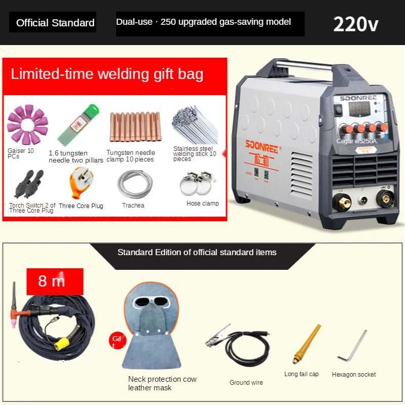 Hàn Tig Di Động 220V Ws200A 250A Xung Tig Arc 2 Trong 1 - Daisan Store