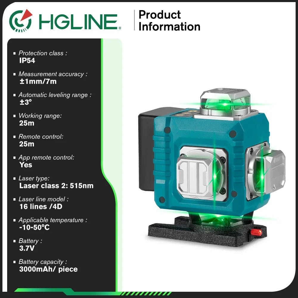 HGLINE Máy Laser Định Vị 16 Đường 4D Màu Xanh 360 Độ 30m - Daisan Store