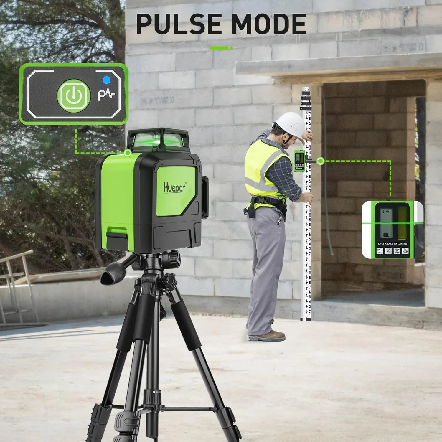 Huepar 902CG Laser Cross 2x360 Tự Cân Xanh Pulse Và Giá Đỡ - Daisan Store