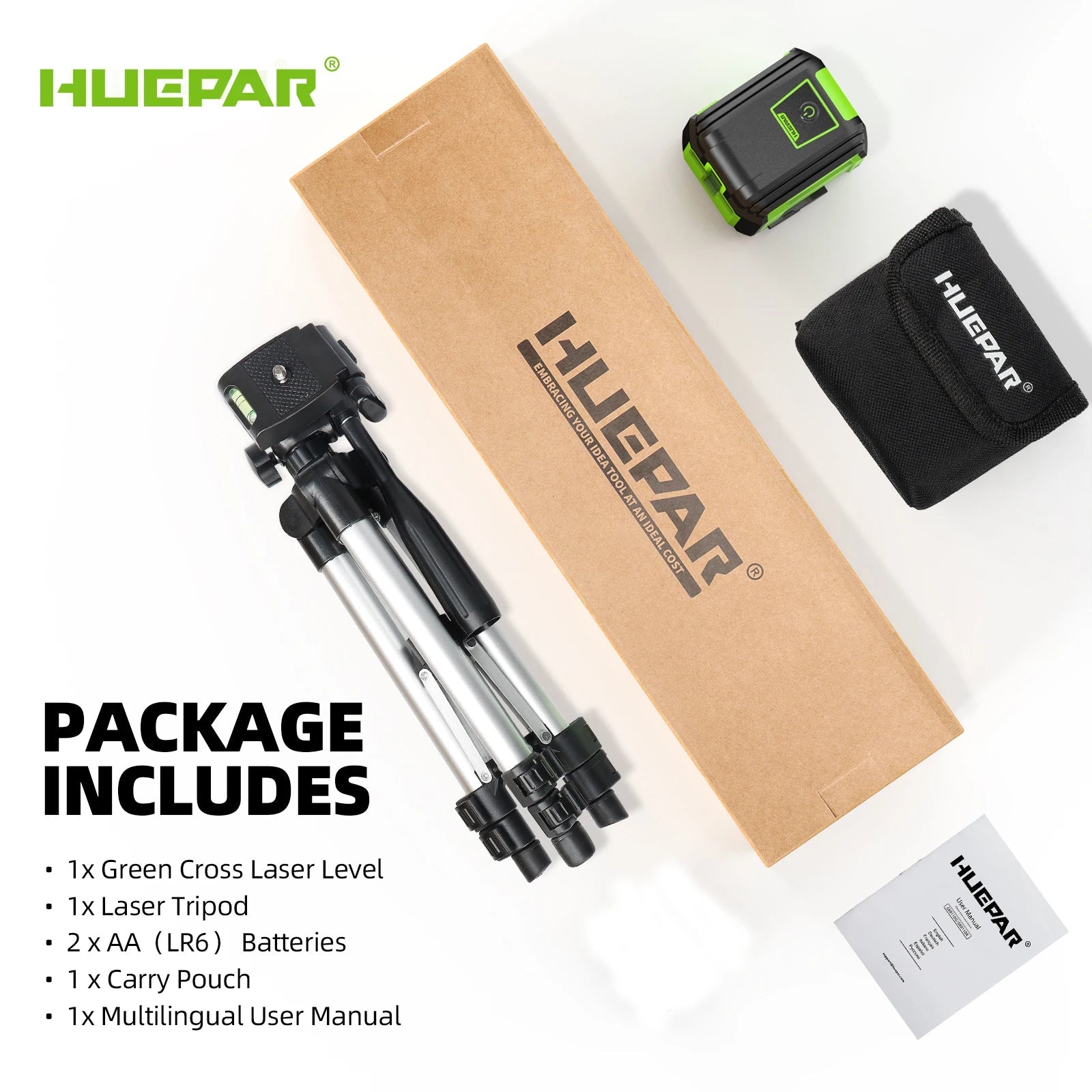 Huepar Laser 2 Đường Cross Line 0.65m Tripod Osram Tự Cân - Daisan Store