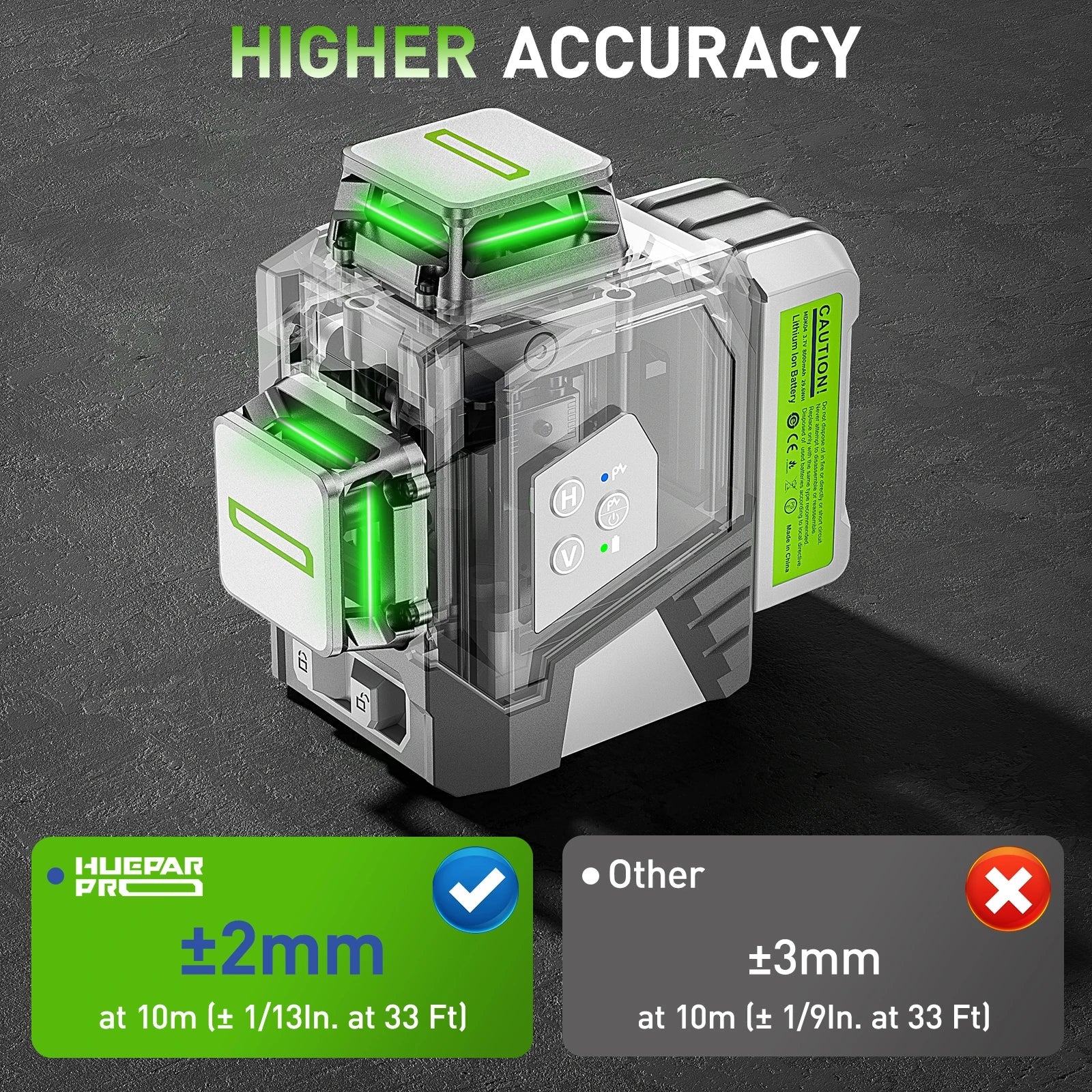 Huepar Máy Laser Dòng 12 Đường 3D Xanh Chính Xác 2mm 10m - Daisan Store